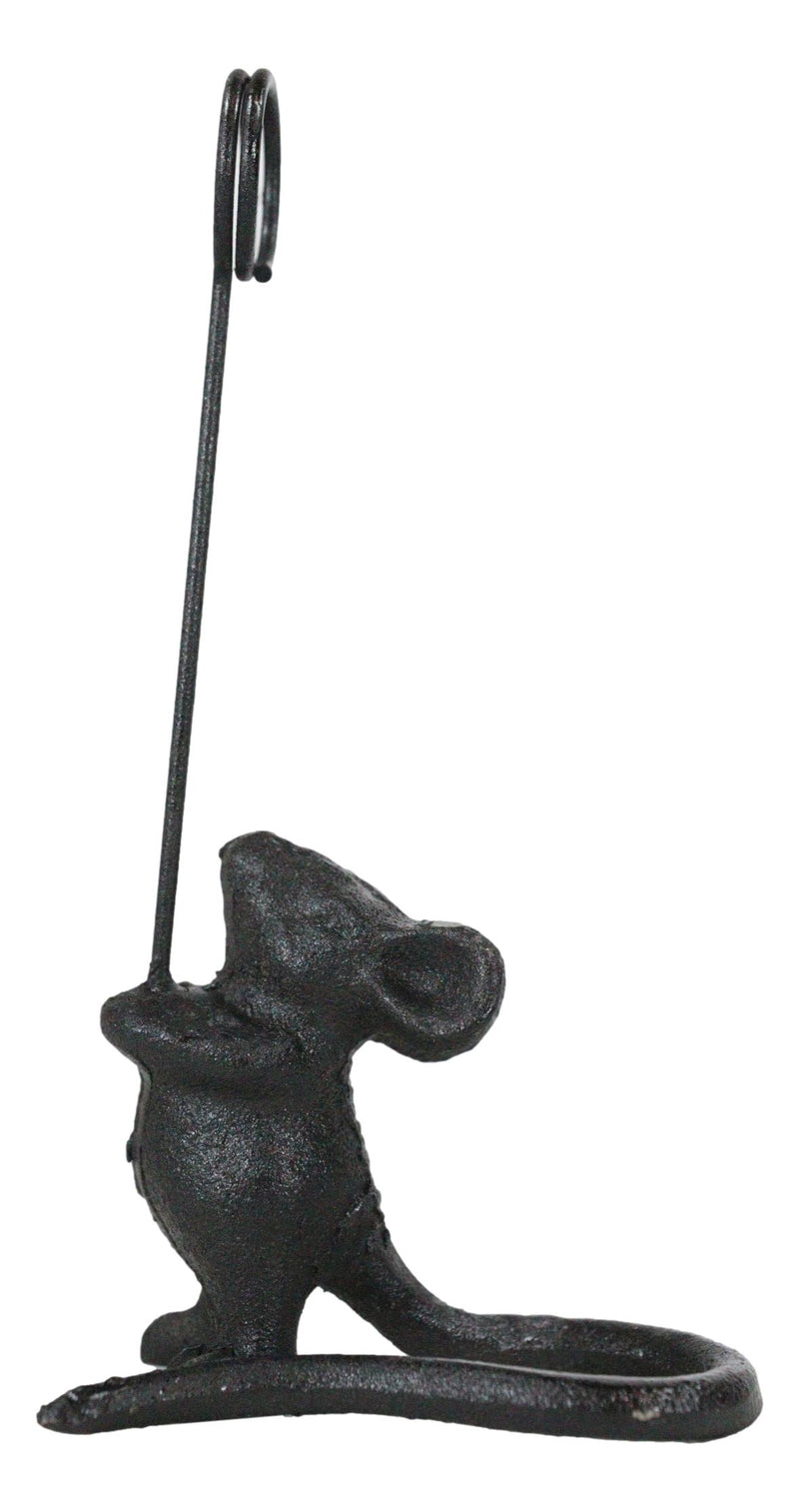 Pack Of 2 Cast Iron Black Standing Mouse Hamster Note Or Card Holder Paperweight