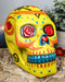 Colorful Fancy Yellow Day of The Dead Sugar Skull Amore Floral Roses Figurine