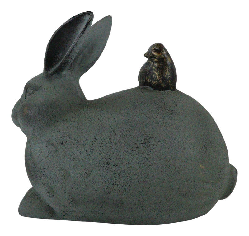 Home & Garden Decor Bunny Rabbit With Little Bird Friend Aluminum Statue