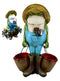Green Thumb Frog Toad With Trowel and Fork Carrying Pails Planter Vase Statue
