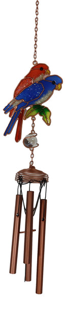 Tropical Scarlet Macaw Parrot Lovers Bird Pair Resonant Copper Wind Chime Garden
