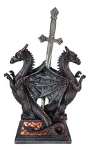 Guardian Double Dragons With Celtic Rune Sword Letter Opener Figurine Set