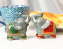 Ceramic Circus Carnival Elephants Trunks Up Salt Pepper Shakers Figurine Set