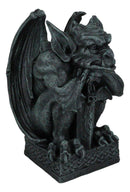 Ebros Stoic Warrior Notre Dame Gargoyle Holding Gothic Bat Sword Figurine 6.5"H