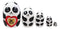 Ebros Giant Panda Bear Wooden Toy Stacking Nesting Dolls 5 Piece Matryoshka