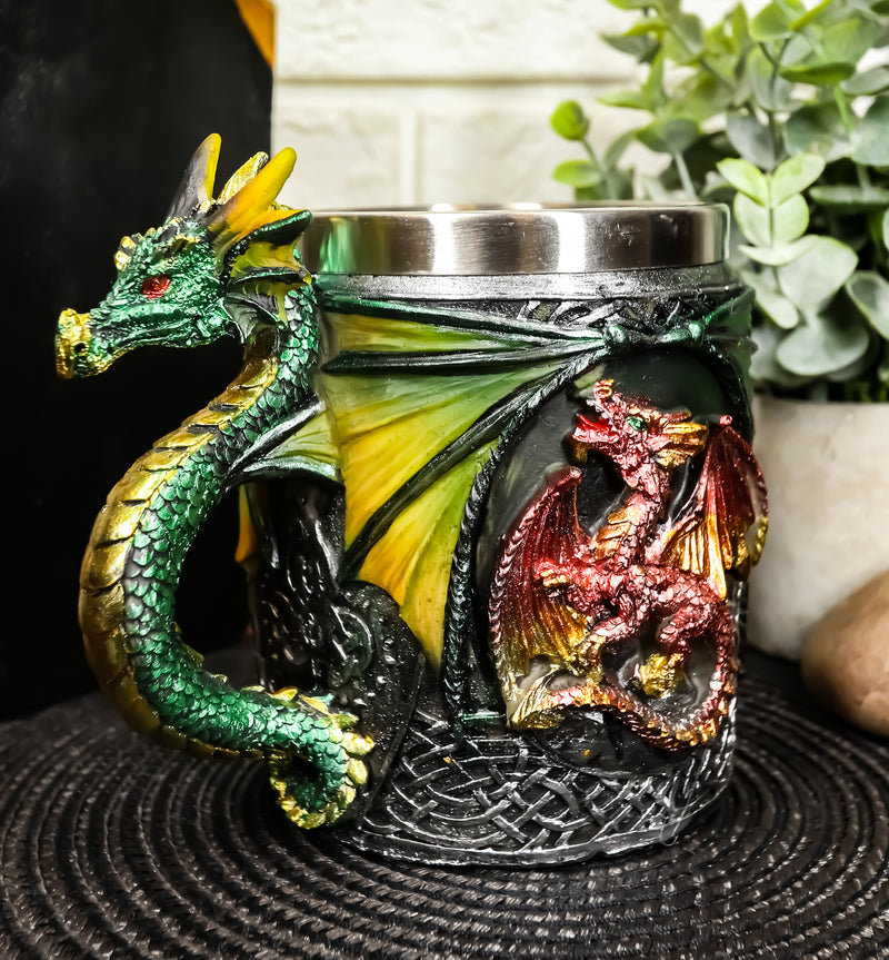 Ebros Mythical Fantasy Fire And Earth Dragon With Celtic Knotwork Novelty Coffee Mug