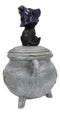 Halloween Wicca Black Cat With Witch Hat On Triple Moon Cauldron Decorative Box