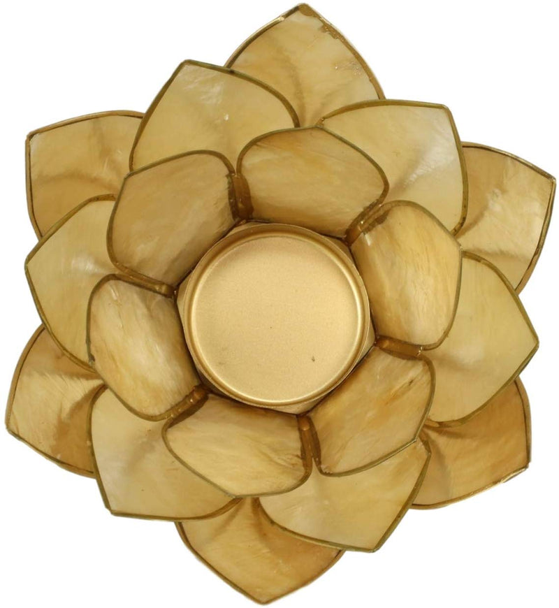 Ebros Seashells Lotus Flower Votive Tea Light Candle Holder (Set of 3)