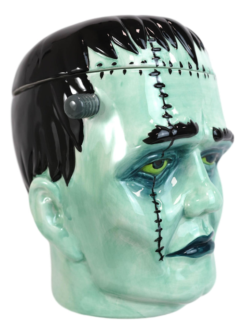 Ceramic Ghastly Victor Frankenstein Skull Cookie Jar Halloween Decor Kitchenware