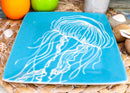 Ebros Nautical Jellyfish Abstract Blue Salad Dessert Plate Set of 2 Square 8.5"