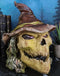 Halloween Creepy Scarecrow Straw Man Skull With Faux Leather Stitch Hat Figurine