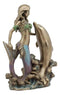 Art Nouveau Ocean Siren Mermaid With Bottlenose Dolphin Statue Nautical Decor