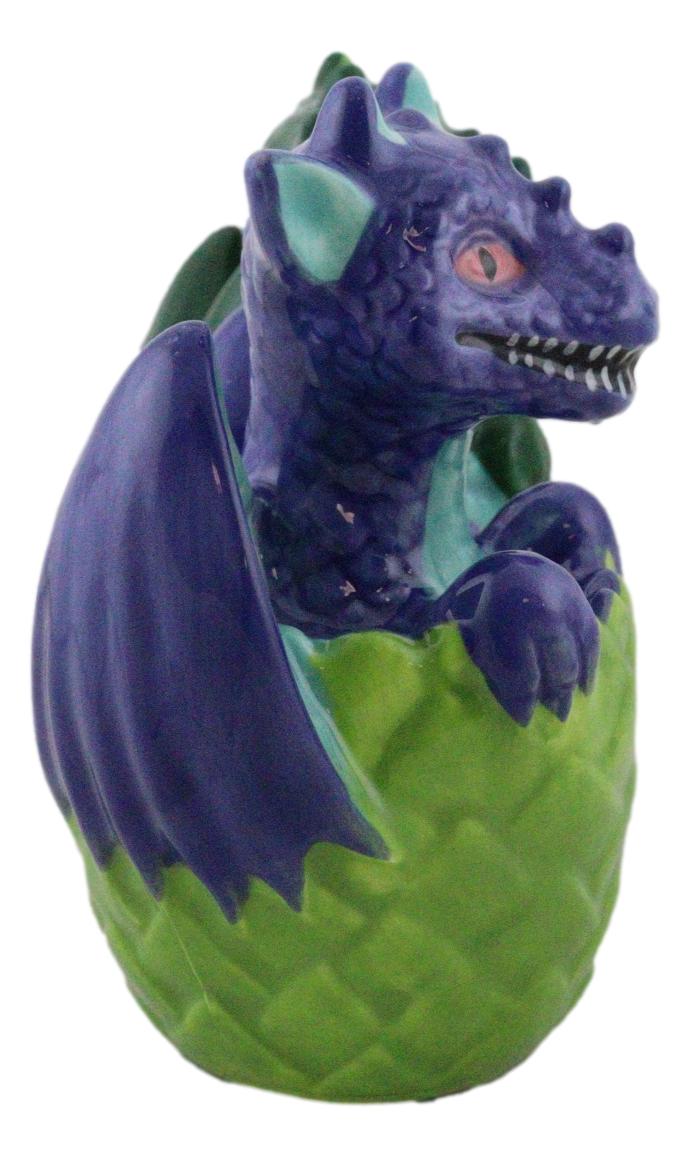 Green And Blue Dragon Hatchlings In Half Cracked Eggs Salt Pepper Shakers Set - Ebros Gift