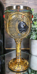 Ebros Egyptian Sekhmet 6oz Resin Wine Goblet Chalice With Stainless Steel Liner