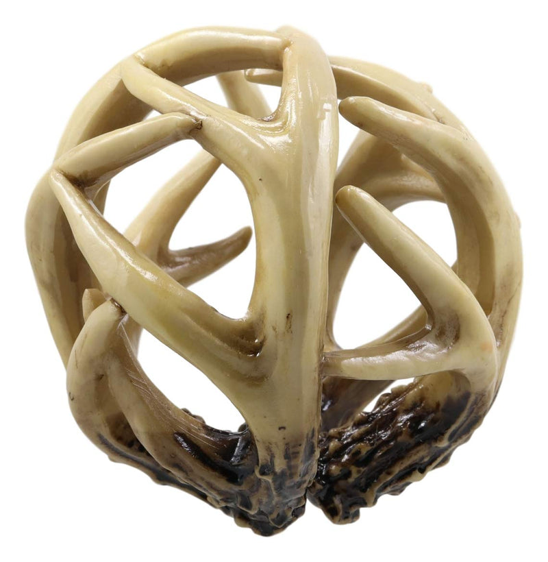 Ebros Gift Wildlife Rustic Buck Elk Deer Stag Entwined Antlers Orb Potpourri Decorative Ball Home Accent Sphere Figurine Paper Weight Mantelpiece Shelves Table Cabin Lodge Decor (1)