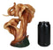 Safari Wildlife Elephant Father And Calf With Trunk Up Bust Faux Wood Figurine