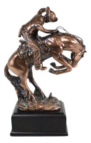 Western Rodeo Wild Cowboy With Bucking Horse Bronze Electroplated Figurine