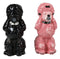 Black And Pink Chien Canne Poodles Salt And Pepper Shakers Ceramic Figurine Set