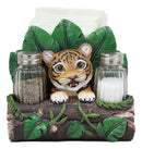 Ebros Tropical Green Rainforest Jungle Bengal Tiger Cub Dinner Napkins and Salt Pepper Shakers Holder Display Statue Predator Forest Tigers Giant Cats Decorative Table Centerpiece (Orange)