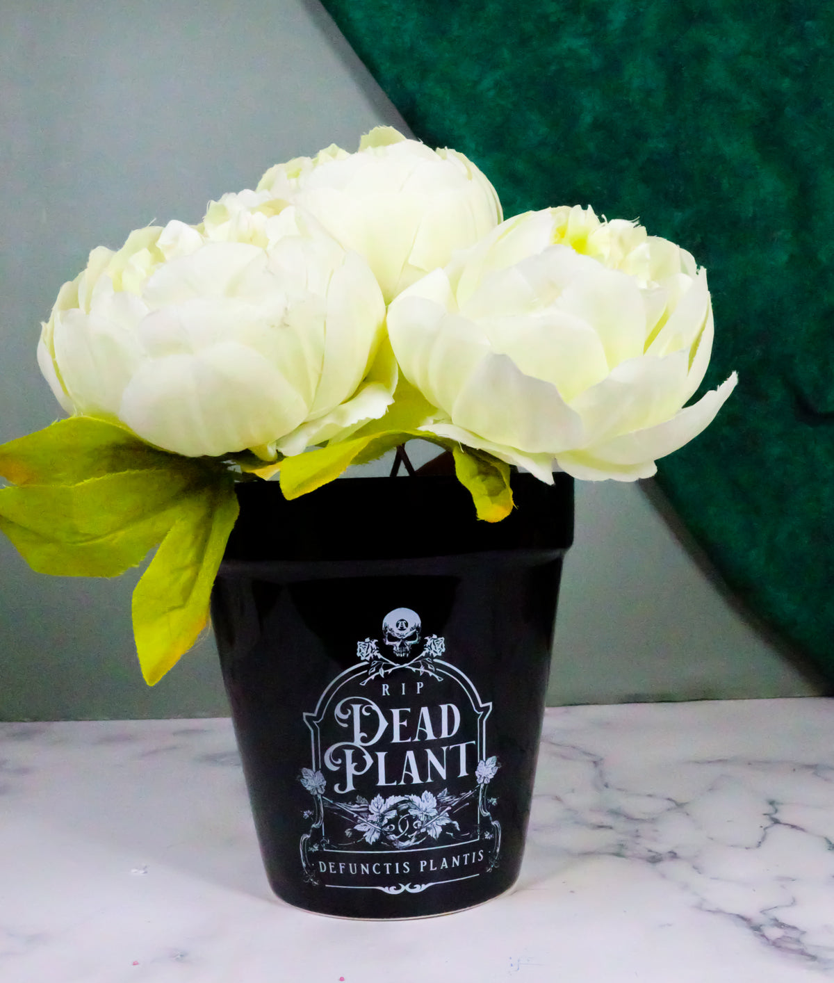 Dead Plant RIP Skull Grave Tombstone Wicca Witch Flower Herbs Planter Pot - Ebros Gift