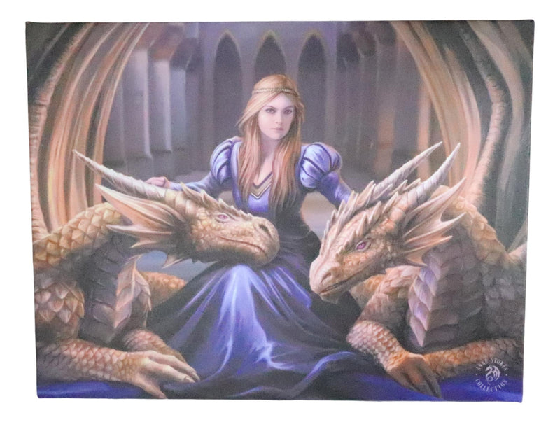 Ebros Anne Stokes Fierce Loyalty Mother Dragons Wood Framed Canvas Wall Decor