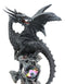 Azureon Black Dragon Perching On Quartz Tower Alien Skull Statue Home Decor