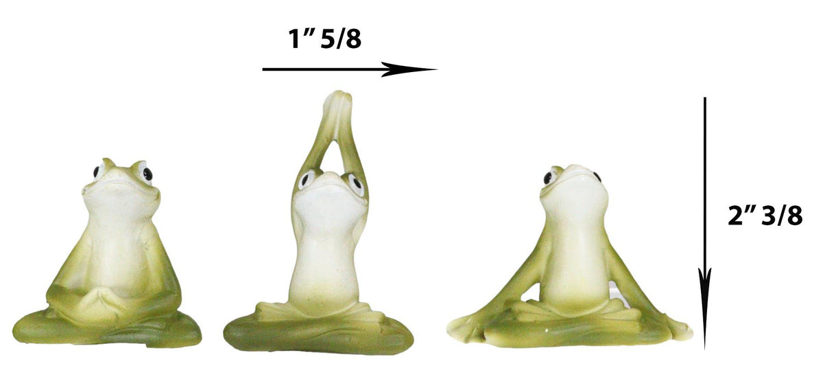 Ebros Zen Garden Inner Peace Yoga Frogs Set of 3 Figurine Collectible