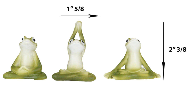 Ebros Zen Garden Inner Peace Yoga Frogs Set of 3 Figurine Collectible