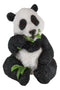 Adorable Giant Panda Bear Cub Eating Bamboo Leaves Figurine With Glass Eyes