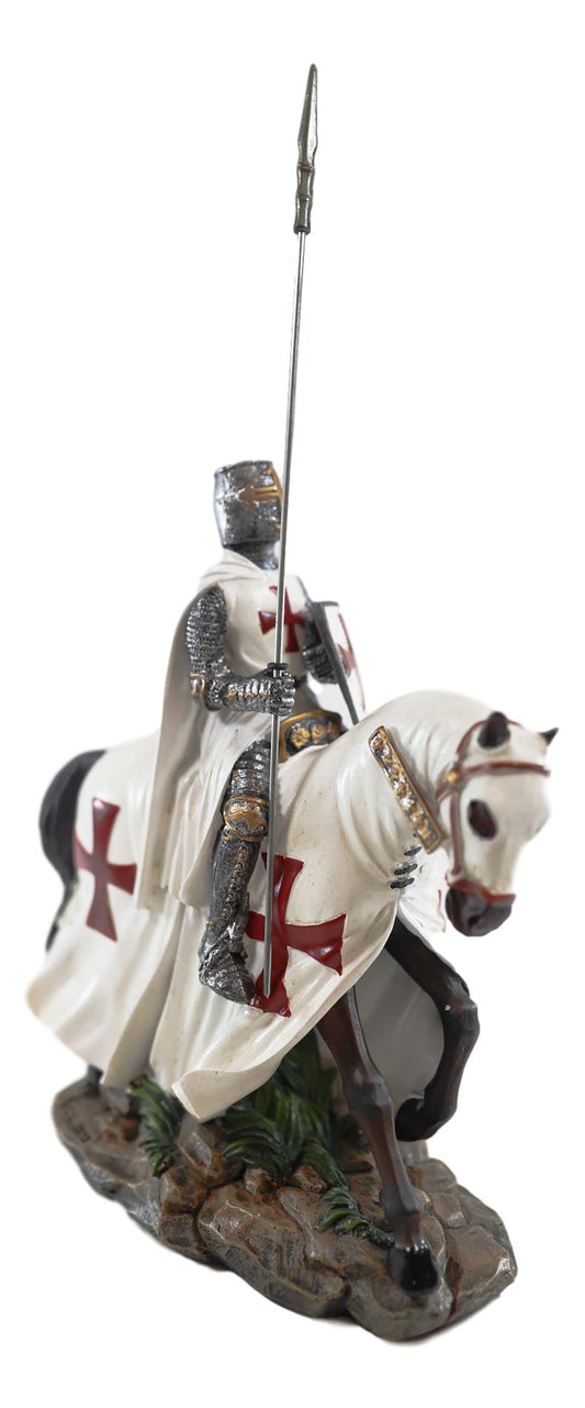 Ebros Crusader English Knight On Heavy Cavalry Horse Statue Phalanx Spear Horse - Ebros Gift