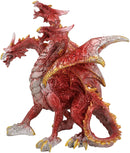 Ebros Red Fire Three Headed Dragon Hydra Roaring Statue 8" Tall Figurine Decor