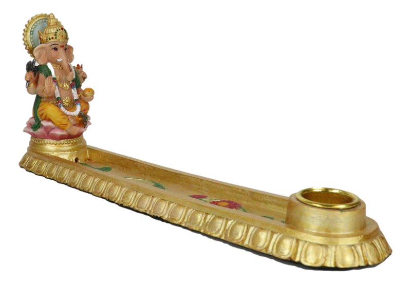 Ebros Golden Supreme Elephant God Ganesha Ganapati Hindu Incense Holder Vastu Statue - Ebros Gift