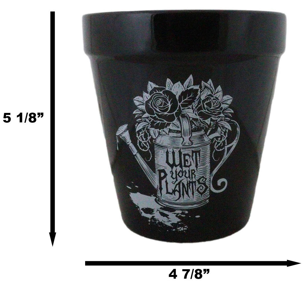 Wet Your Plants Skull Floral Watering Can Wicca Witch Flower Herbs Planter Pot