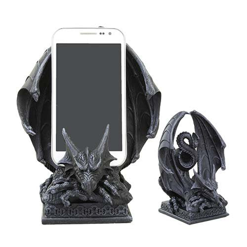 Ebros Crouching Dragon Cell Phone Figurine In Faux Stone Resin Desktop Decor