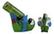 Green Scarlet Macaw Parrot Wine Bottle And Salt Pepper Shakers Holder Statue Set