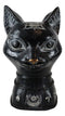 Wicca Black Cat Bust With Pentagram Spiritual Eye And Alchemy Symbols Figurine