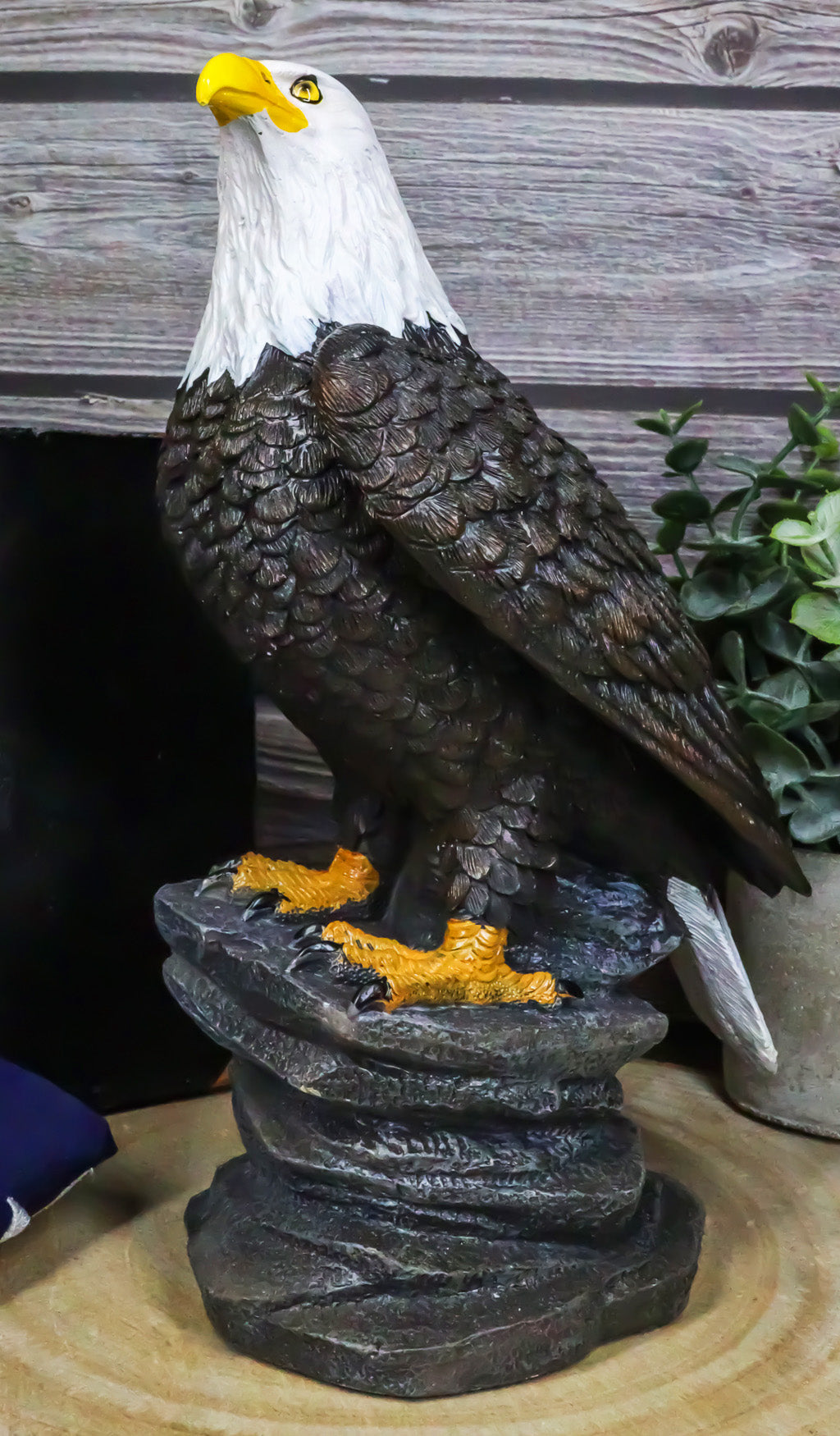 9"H Realistic American Pride Majestic Bald Eagle Perching On Cliff Rock Statue - Ebros Gift