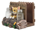 Ebros Taco Chihuahua Dog By Fences & Tree Log Dinner Napkin Salt Pepper Shakers Holder