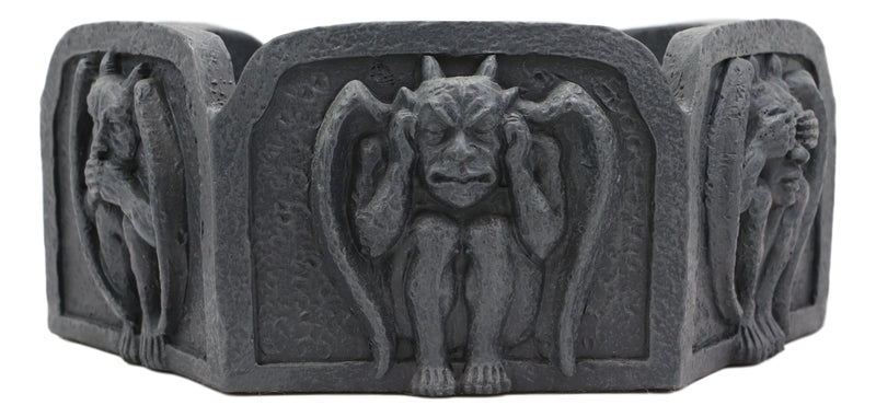 See Hear Speak No Evil Gargoyles Hexagon Ashtray With Celtic Knotwork Figurine