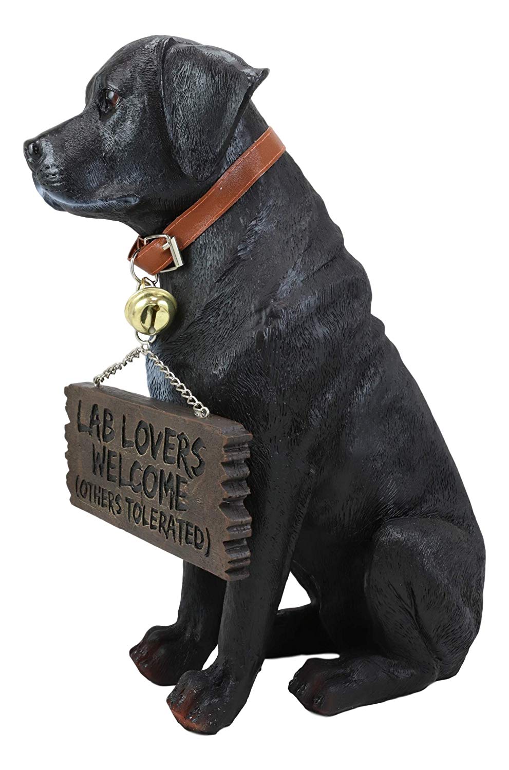 Ebros Labrador Retriever Statue 13.25" H Dog with Jingle Collar & Greeting Sign - Ebros Gift