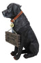 Ebros Labrador Retriever Statue 13.25" H Dog with Jingle Collar & Greeting Sign