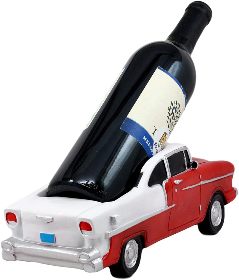 Ebros Gift Classic Red Vintage Bel Air Automobile Car Wine Holder 11.5" Long