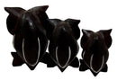 Balinese Wood Handicrafts Forest Owl Family Set of 3 Decorative Figurines 6"H