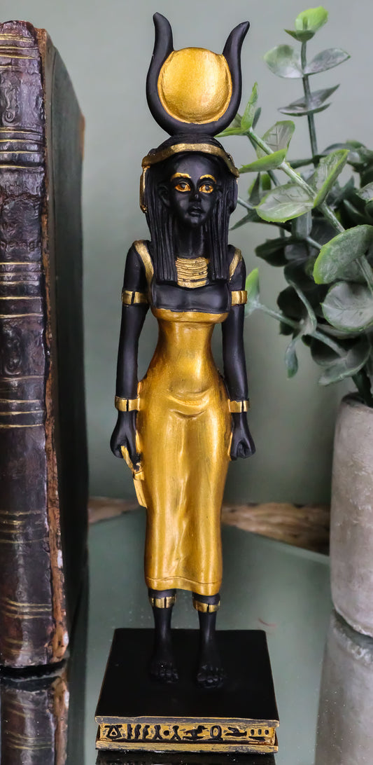 Egyptian Standing Goddess Of Magic And Healing Ra Isis With Sun Disc Figurine