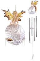 Ebros Nautical Ocean Whimsical Mermaid Fairy With Pearl Oyster Clam Shell Wind Chime