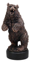 Ebros Gift The Grandfather North American Standing Black Bear Roaring Decor Statue with Round Trophy Base 13.25" H Bronze Electroplated Figurine Wildlife Woodlands Forest Rustic Cabin Decor Bears 3D