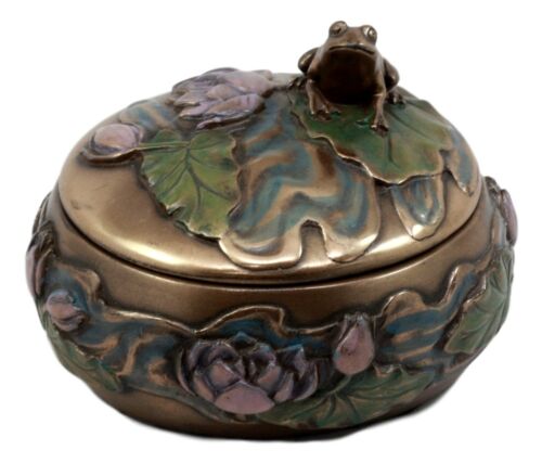 Buddha Zen Frog Sitting On Lily Pad Decorative Trinket Jewelry Box Candle Holder