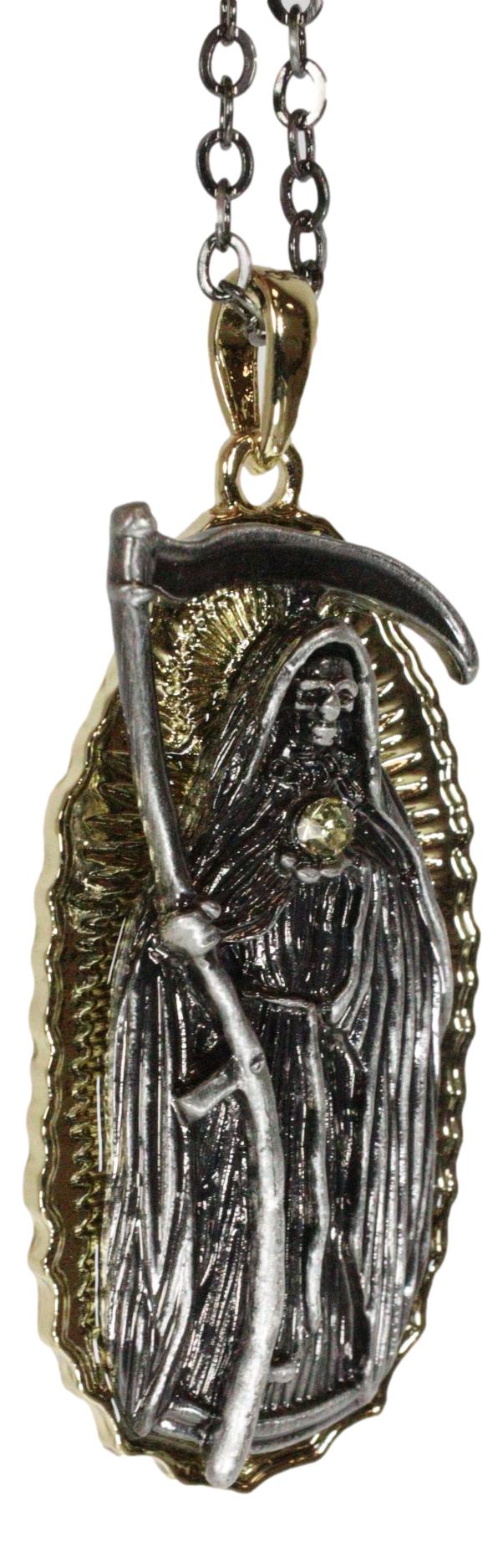 Day Of The Dead Santa Muerte Pewter Necklace Our Lady Of Holy Death Lead Free