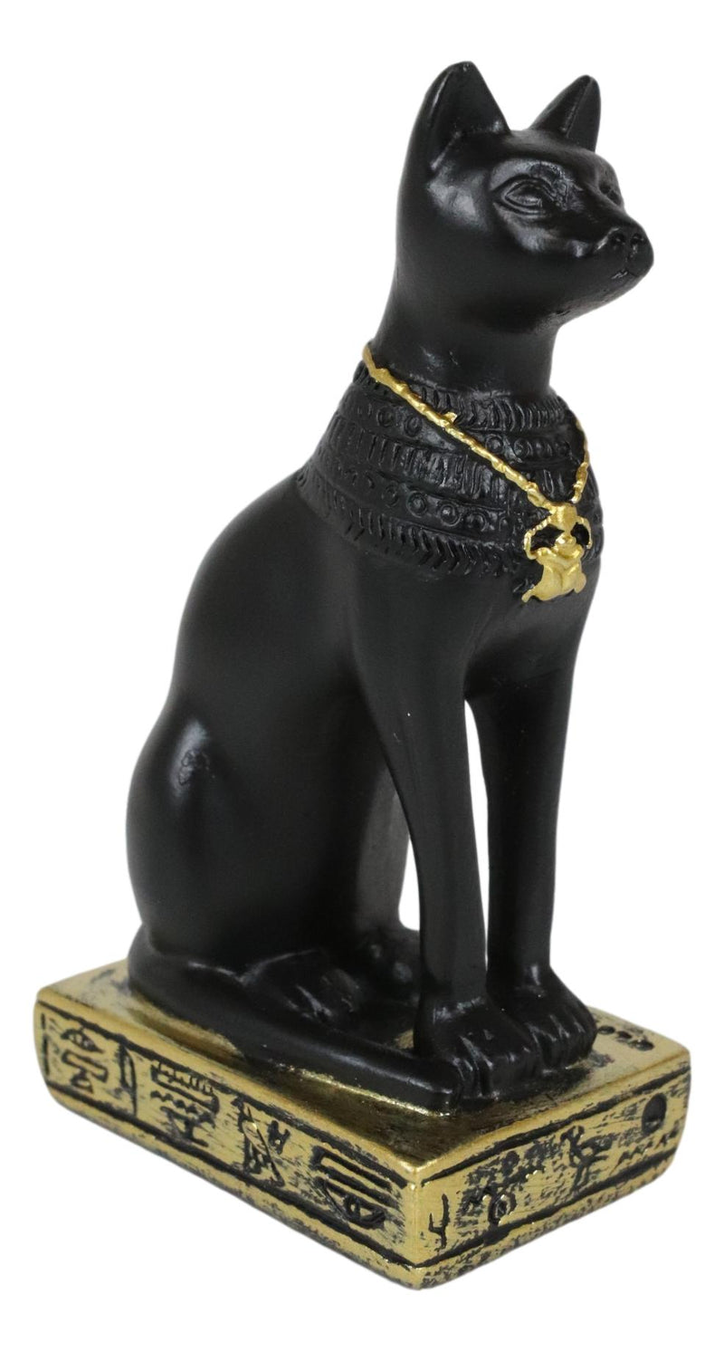 Ebros Egyptian Goddess Of Home Protection Bastet Cat With Scarab Necklace Figurine 3"H