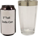 Ebros Silver Accented Meander Greek Fret Key Rim 16oz Highball Glass Set of 6